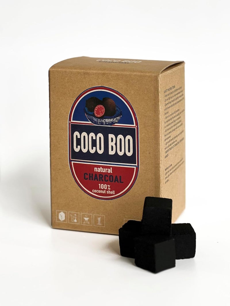 Cocoboo 100% Natural Coconut Charcoal, 72 Large Cubes, Premium Quality, Extended Burning, 25 mm - Image 1